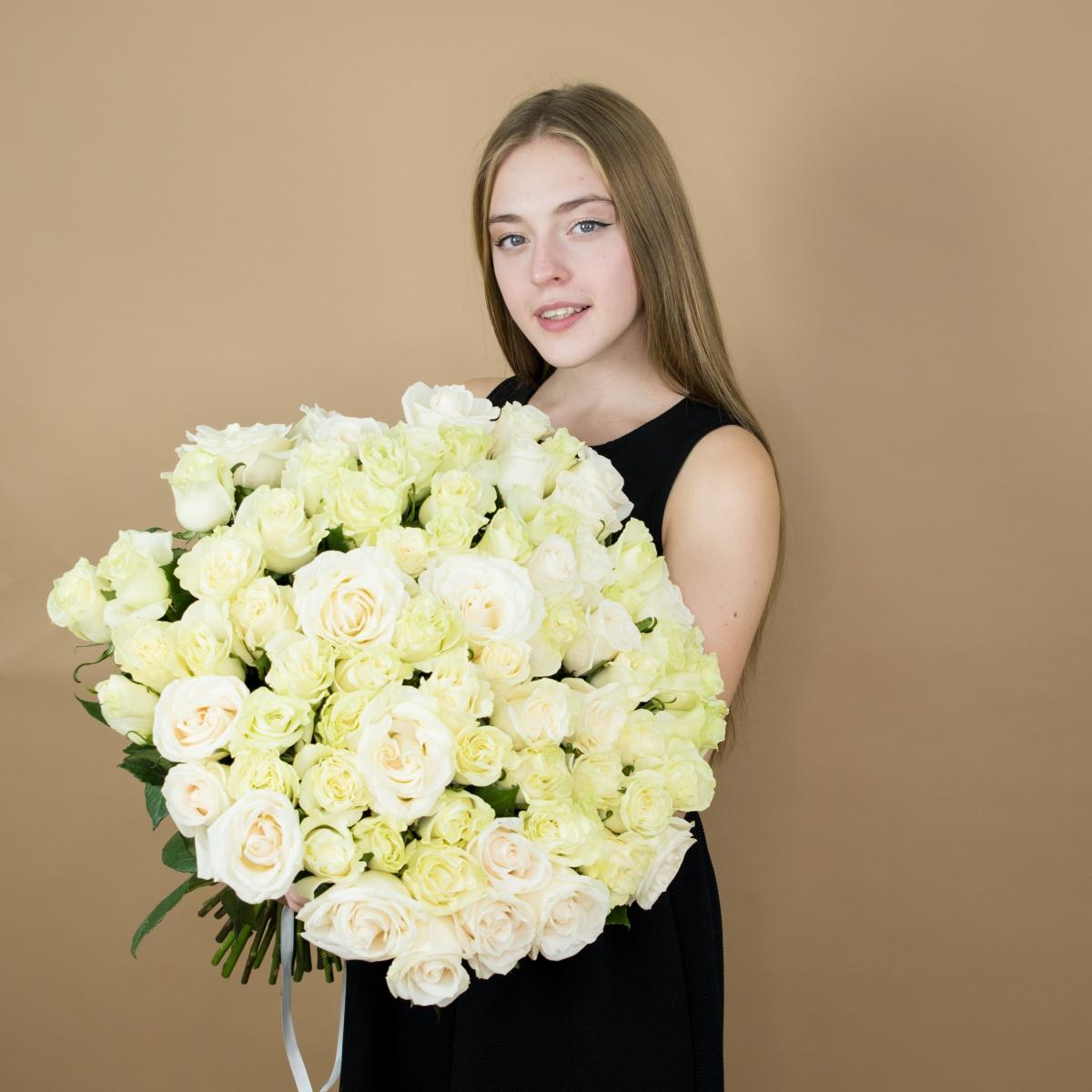 Букет из белых роз 101 шт 40 см (Эквадор) №  98790